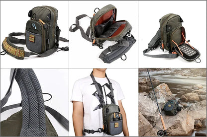 MAXCATCH Canvas Fly Fishing Chest Pack
