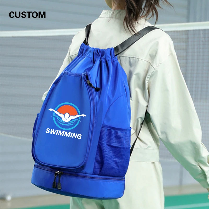 Custom logo outdoor Drawstring Sports Backpack Large Capacity badmintonta bag personality customization waterproof Nylon backpac