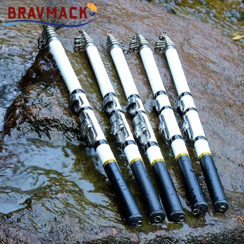 BRAVMACK Carbon Fiber Spinning Fishing Rod Telescopic Mini Pole 3M 2.7M 2.4M 2.1M Fish Gear Tackle High Quality