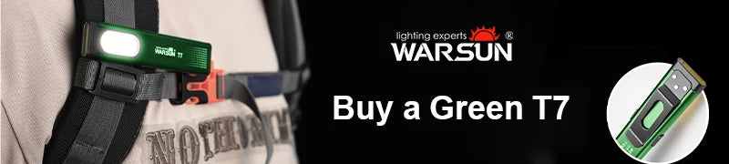 WARSUN T7 LED Torch Portable Mini Flashlight 800LM Rechargeable Pocket Light Magnetic Base Clip Work Light Hiking Fishing EDC