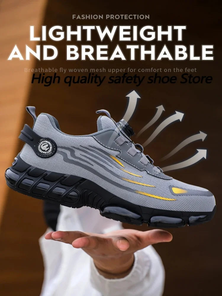 Men’s Outdoor Safety Shoes – Breathable Non-Slip Hiking Sneakers | Anti-Smash Steel Toe Work Boots