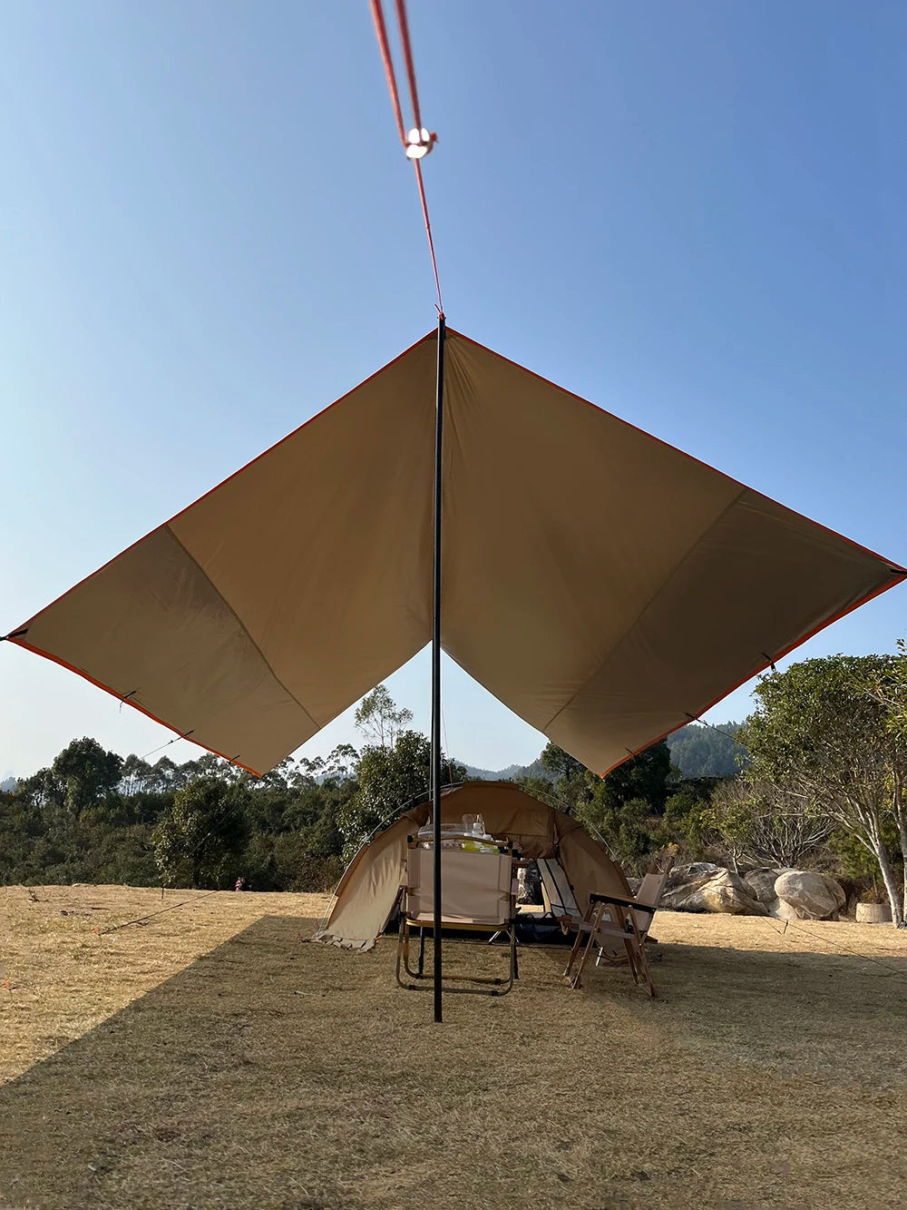 Top Lander Large Camping Waterproof Tarp Oxford 4X6 Outdoor Canopy Sun Shelter Tent Tourist Awning Shade for Multiple People