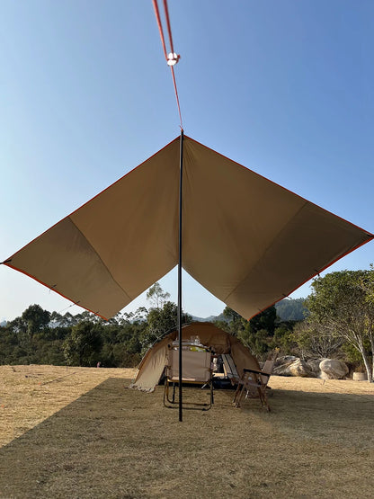 Top Lander Large Camping Waterproof Tarp Oxford 4X6 Outdoor Canopy Sun Shelter Tent Tourist Awning Shade for Multiple People