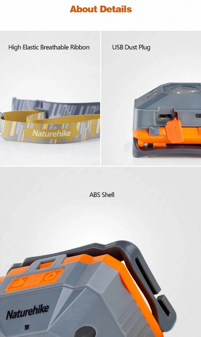 Naturehike Camping Light Ultralight IPX4 Waterproof Sensor Headlight 42h High Endurance Usb Charge Lantern Outdoor Hiking Lamp