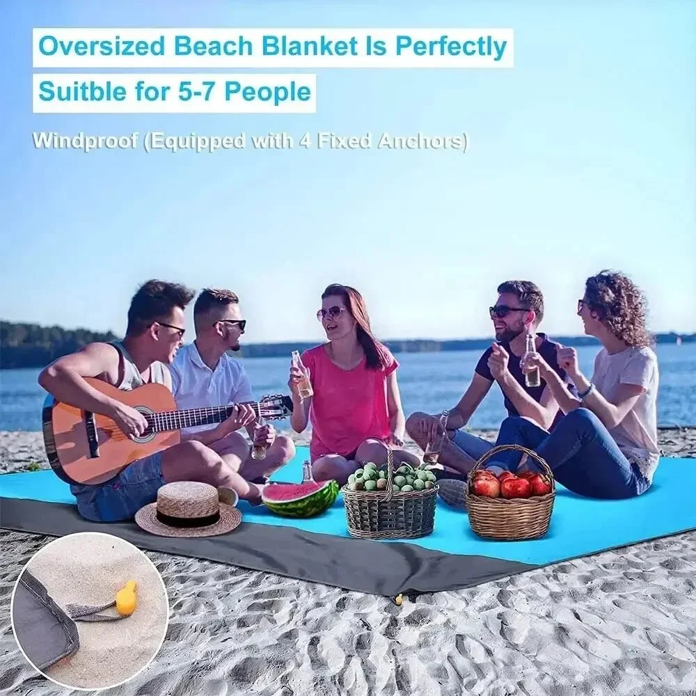 Sandproof Beach Blanket 200x140cm Waterproof Lightweight Beach Mat Portable Picnic Blanket for Travel Hiking Outdoor Sports