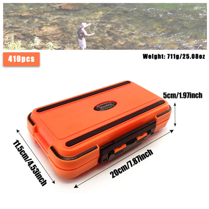 170-410pcs Professional Fishing Kit with Tackle Box, Hooks Sinkers Swivels for Bass Trout Saltwater Fishing Complete Lure Set