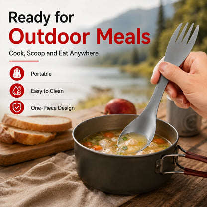 PINMOAP 1/2PCS Outdoor Titanium Spork 2 In 1 Spoon Fork Camping Utensils Lightweight Portable Tableware For Hiking Picnic Travel