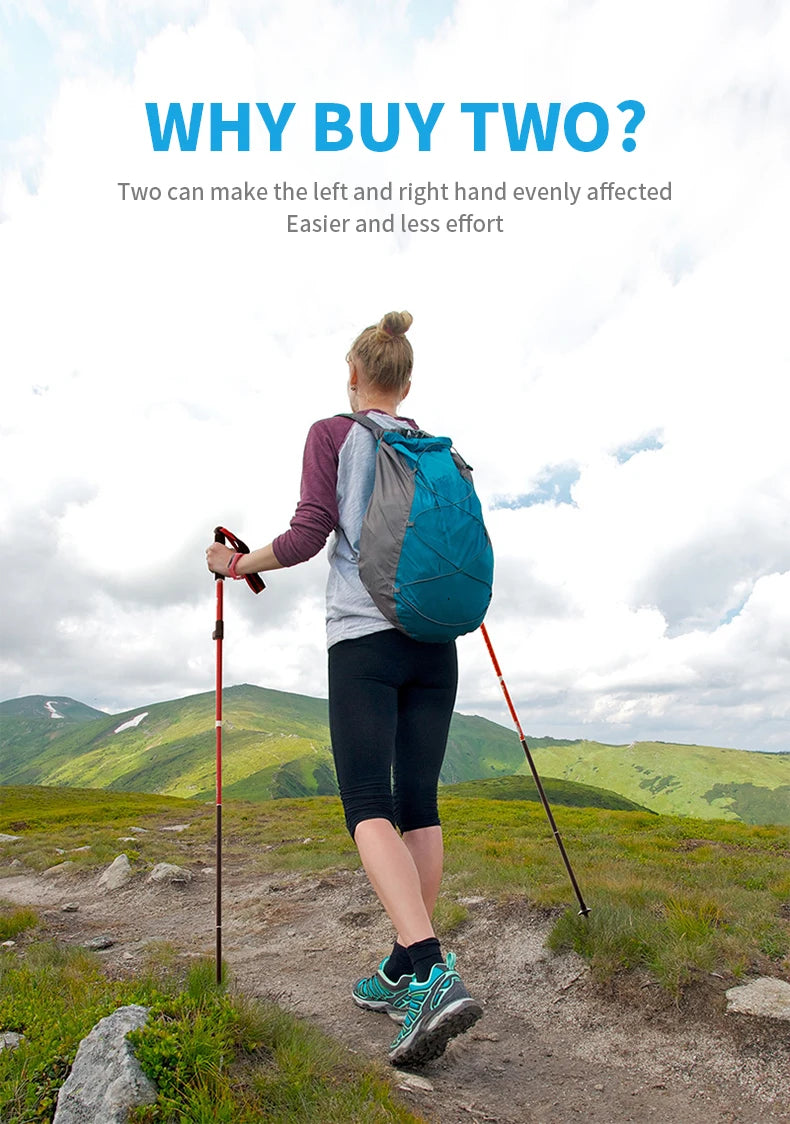 Naturehike 2026 New Trekking Poles Ultralight Folding 1Pcs Walking Cane High Load Aluminum Hiking Walking Telescopic Stick