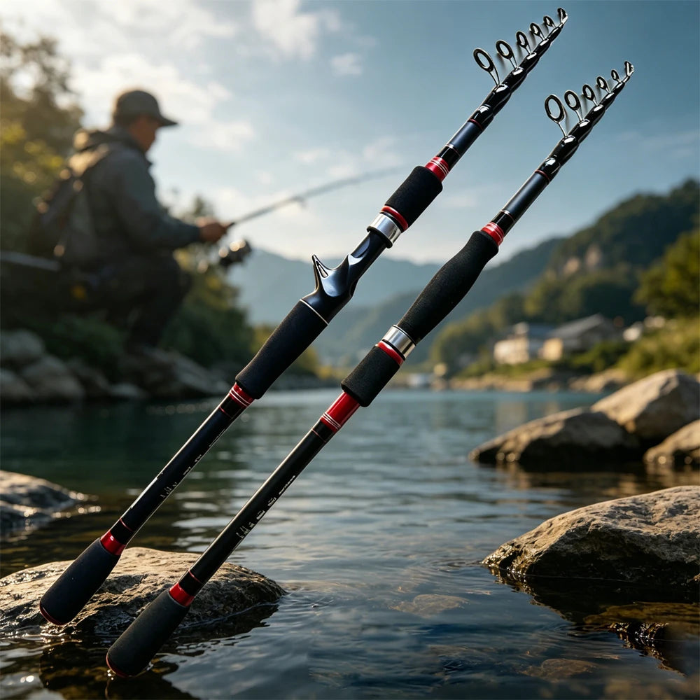 SIECHI Telescopic Lure Rod with Wooden Handle