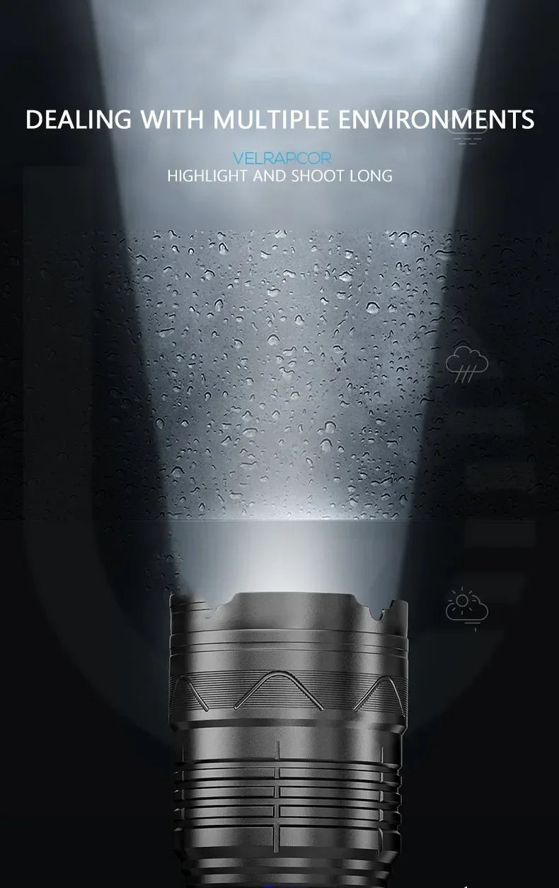 20000LM Super Bright Tactical Flashlight 100W GT60 Long Range Powerful LED Torch USB Rechargeable Using 4 181350A Batteries