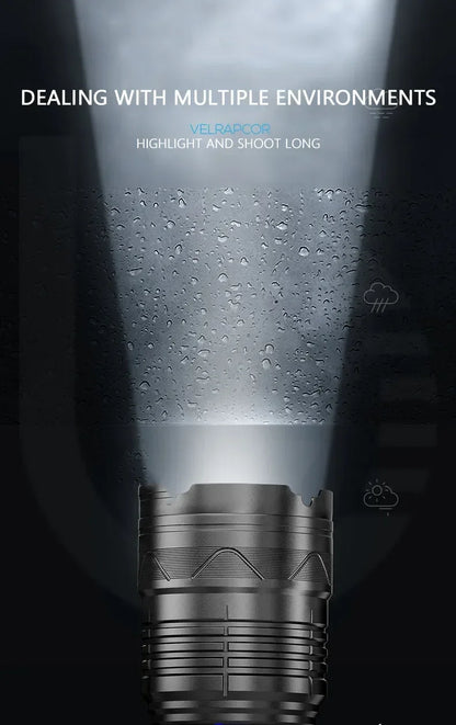 20000LM Super Bright Tactical Flashlight 100W GT60 Long Range Powerful LED Torch USB Rechargeable Using 4 181350A Batteries
