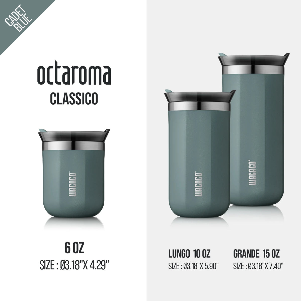 WACACO Octaroma Vacuum Insulated Coffee Mug, Double-wall Stainless Steel Travel Tumbler, 6/10/15 Fl Oz, Thermo, Valentines Gift
