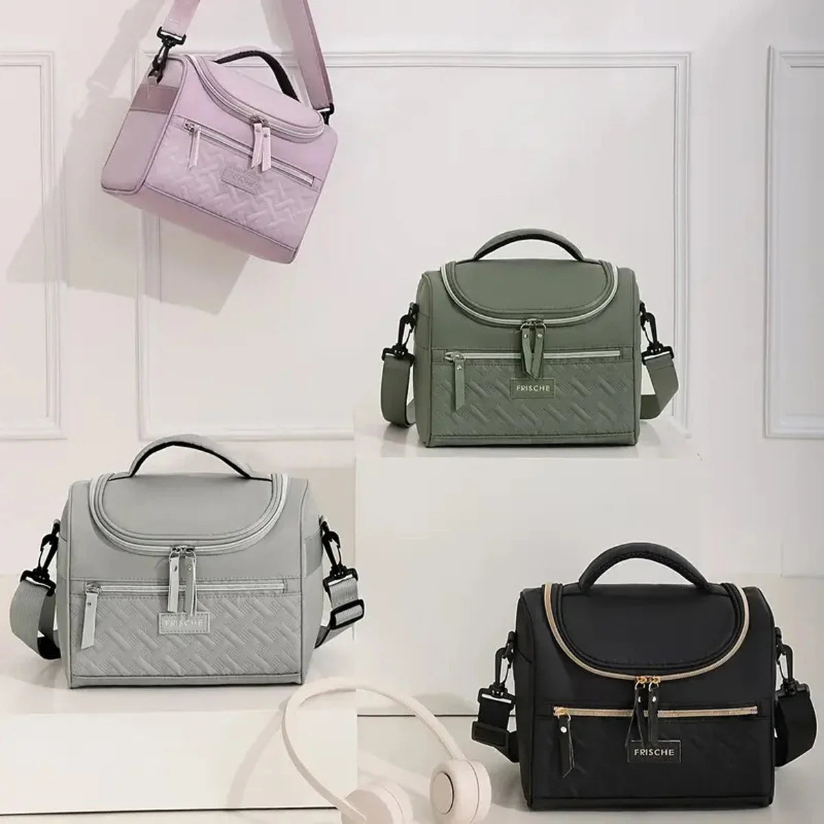 Portable Lunch Bag Food Thermal Box Durable Waterproof Office Cooler Lunch Box with Shoulder Strap Picnic Bag for Couples Unisex