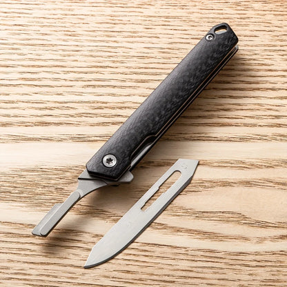Carbon fiber folding surgical knife, sharp paper cutting knife, camping, unboxing, outdoor portable carving tool, 60 blade