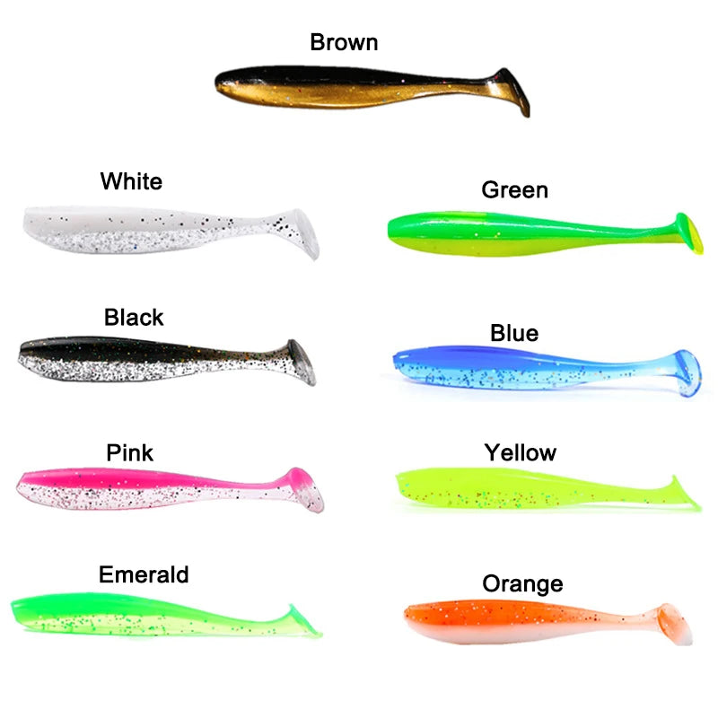 Fishing Lure Soft Tail Bait Set 55/65/75mm Swimbaits Silicone Wobblers Pesca Bass Carp Fishing Tackle Random Color 10/50/100Pcs
