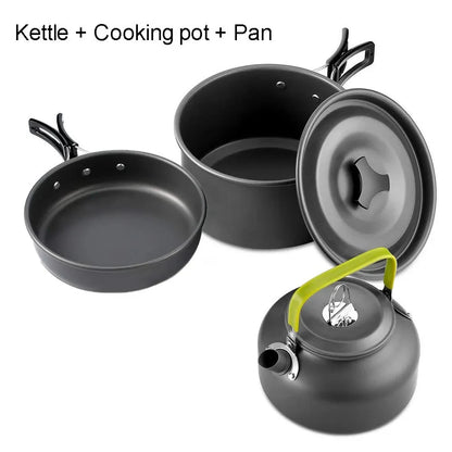 Camping Cooking Set Portable Lightweight Aluminum Camping Pot Set Hiking Picnicking Outdoor Travel Cooking Utensils Set