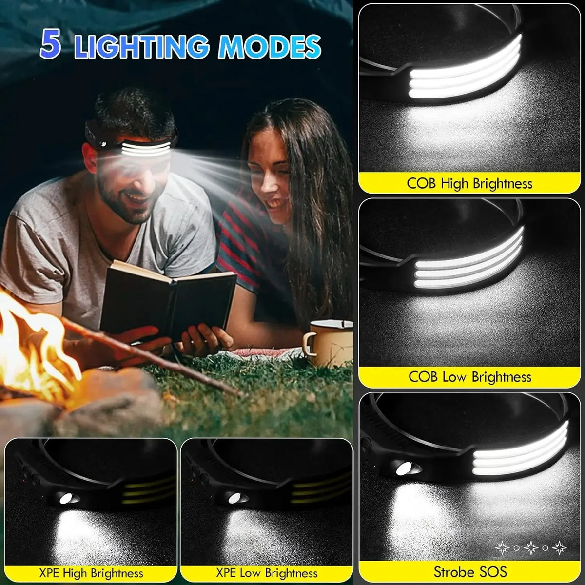 USB Rechargeable COB Sensor Headlamp