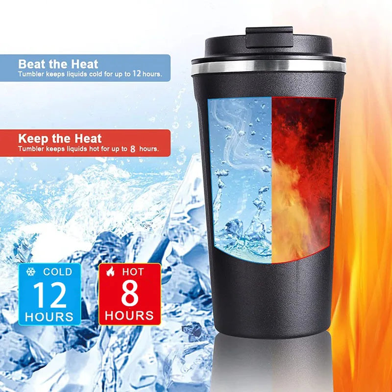 380/510ML Stainless Steel Car Thermal Cup Coffee Cup  for Outdoor Sports Cold and Heat Thermal Mug Tumbler Insulated Flask Water