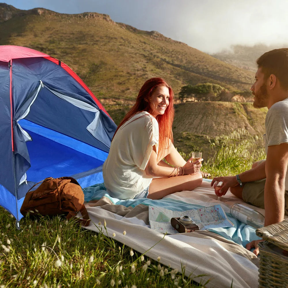 2 People Outdoor Travel Camping Single Layer Tent with Bag for Outdoor Camping Traveling for Summer Spring Autumn 3 Seasons