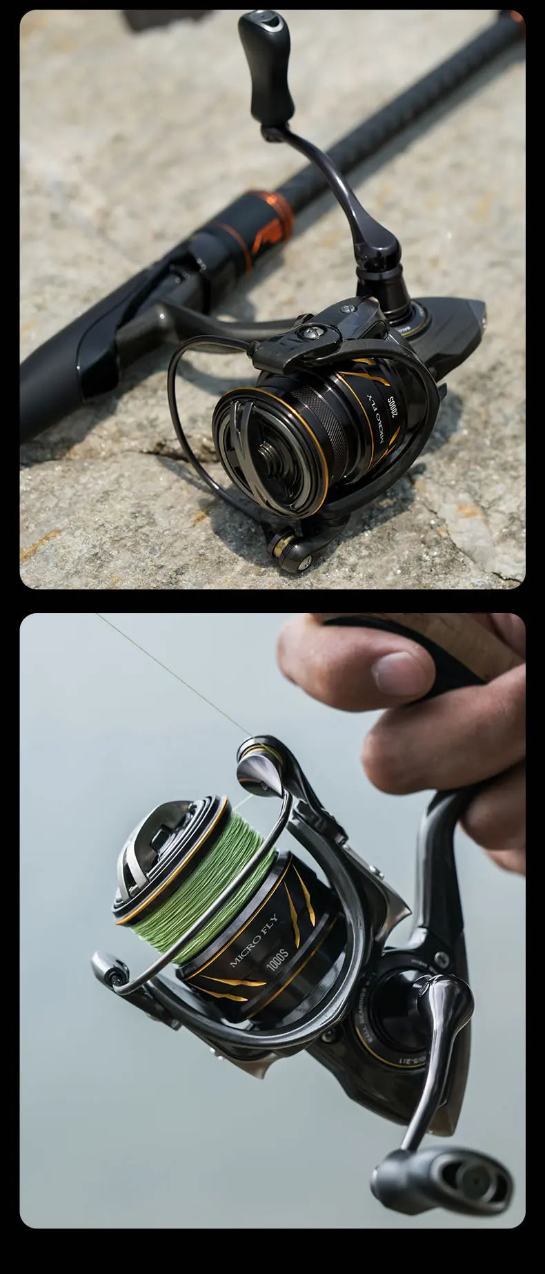 Kingdom Micro Fly Pro Spinning Fishing Reel 800-3000 Ultra Light 8+1 BB 7KG Max Drag 5.2:1/6.2:1 Gear Ratio Freshwater Saltwater