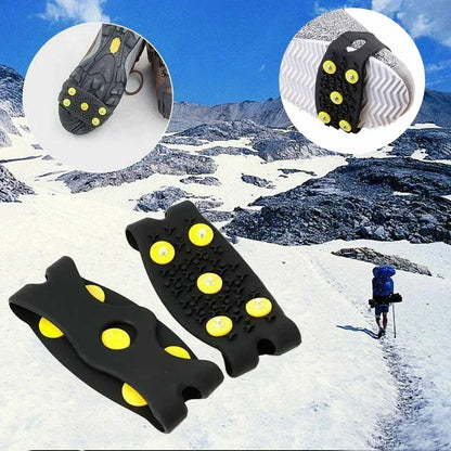 2pcs 5 Teeth Snow Ice Claw Climbing Anti Slip Spikes Grips Crampon Cleats Sport Shoes Cover for Women Men Boots Cover