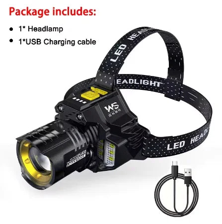 COB LED Rechargeable Headlamp Motion IR Sensor High Power Head Light 18650 Powered Flashlight for Fishing Camping Outdoor
