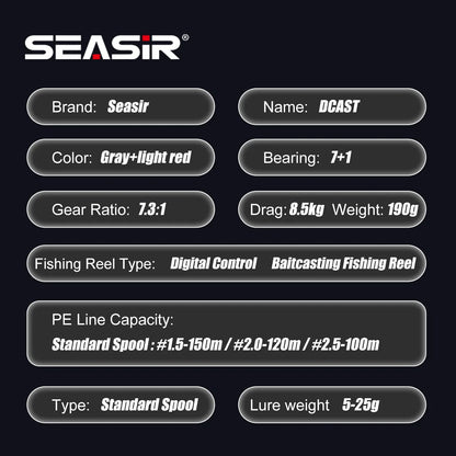 SEASIR DCAST Digital Control Baitcasting Reel with Smart Brake