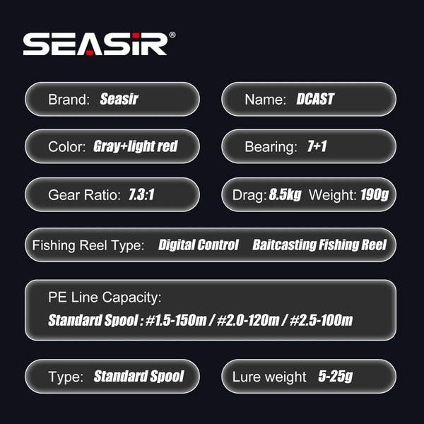 SEASIR DCAST Digital Control Baitcasting Reel with Smart Brake