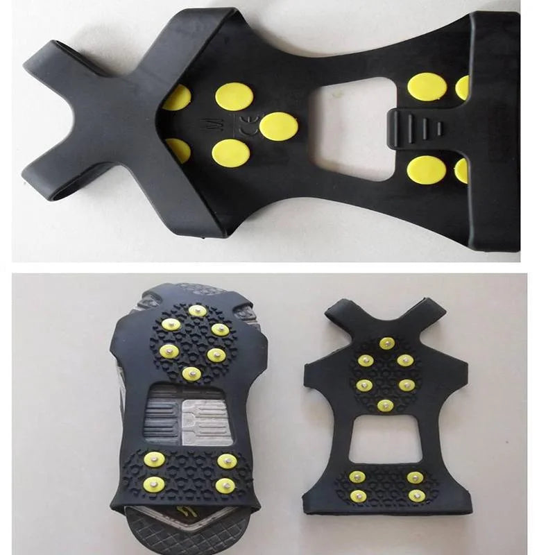 1Pair 10 Studs Anti-Skid Snow Ice Thermo Plastic Elastomer Climbing Shoes Cover Spikes Grips Cleats Over Shoes Covers Crampons