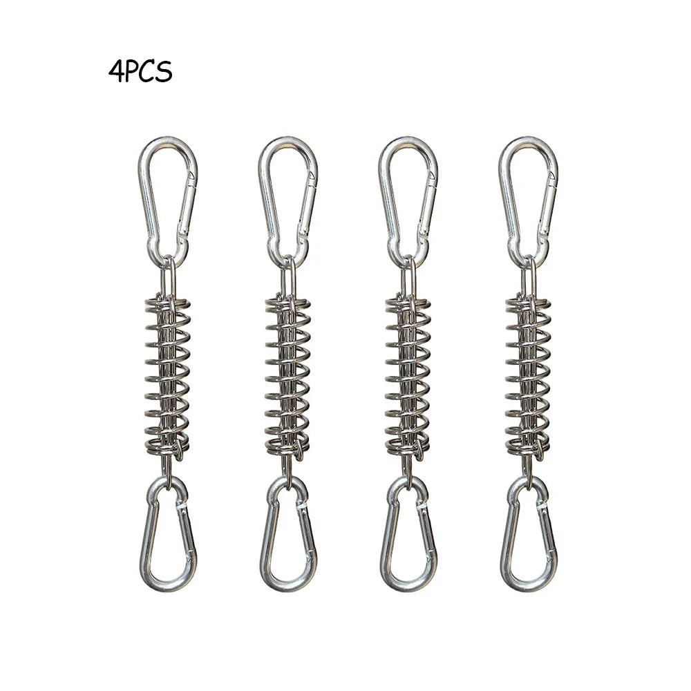 4/6Pcs Camping Tent Wind Rope Spring Buckle Tent Tensioner Camping Deck Pegs with Carabiner Clips Awning Tightener Fixed Hook