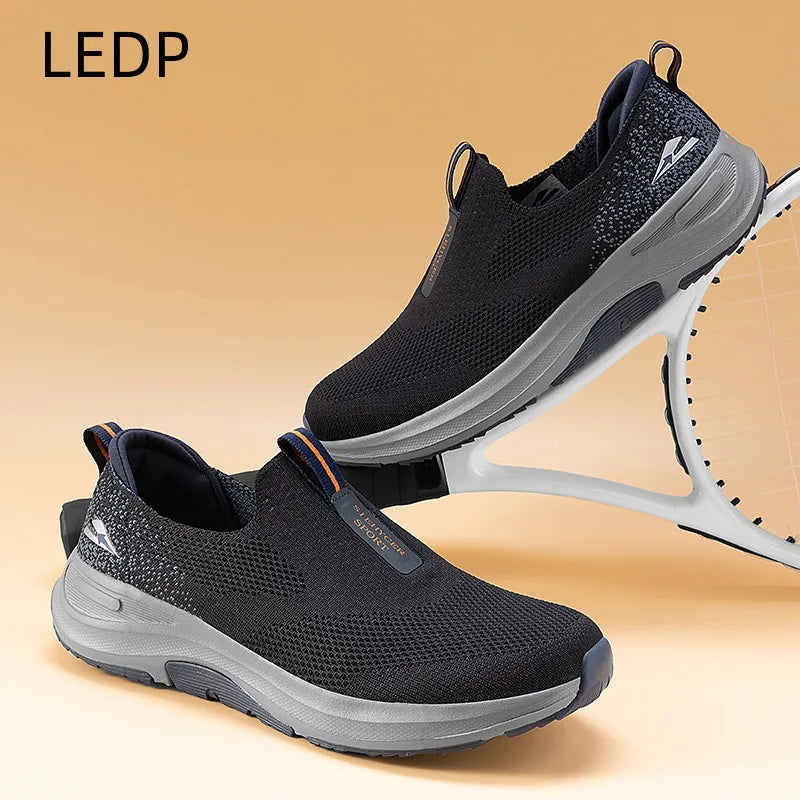 Men’s Lightweight Walking Shoes – Casual Slip-On Sneakers with Breathable Fly Woven Mesh, Comfortable Everyday Footwear