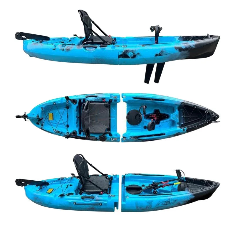 Portable LLDPE Modular Kayak – Split Hard Shell Electric & Pedal Canoe for Solo or Tandem Lake & Sea Adventures