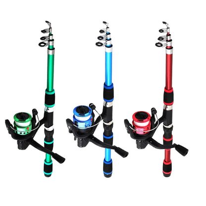 Fishing Pole Set Full Kits With Telescopic Fishing Rod And Spinning Reel Baits Hooks Travel Pole Set