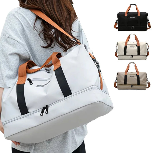 Large Capacity Travel Bag, Dry Wet Separation Design, Foldable Waterproof Gym Bag,Shoe Compartment, Ideal for Outdoor Activities