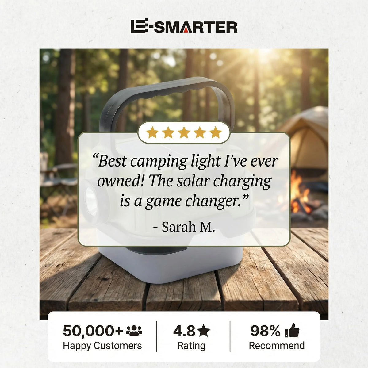 Solar Powered Camping Lantern with Ultra Long Battery Life for Outdoor Tent Emergency Lighting Home Use