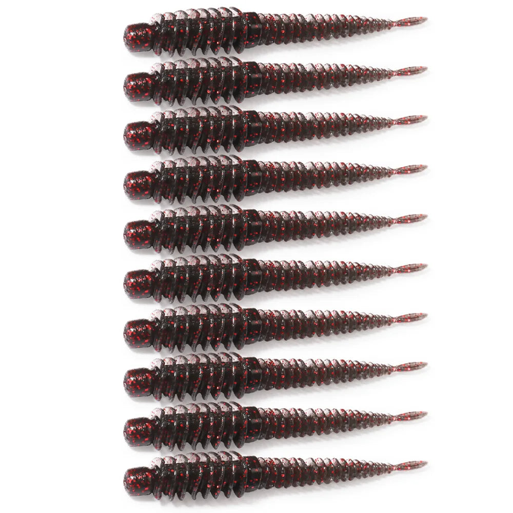 10PCS Soft Lures 6.5cm 7.5cm 8.5cm Thread TPE Worm Jig Hook Carp Fishing Tackle Pesca Swimbait Gear Fishy Flavor Kit Bait
