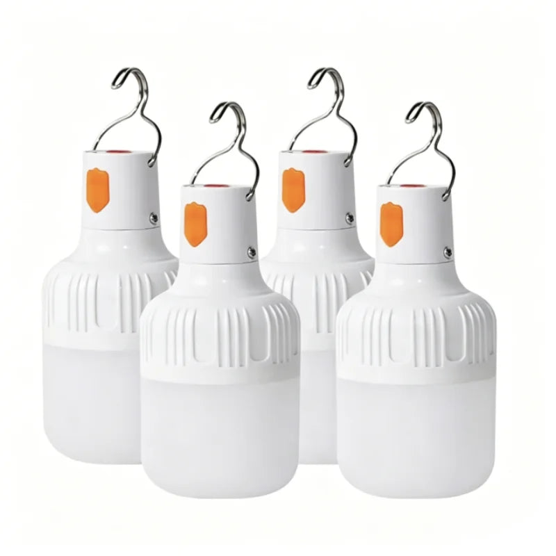 2PCS USB Rechargeable LED Bulb with Hook Portable Emergency Light for Outdoor Camping Fishing Hiking Security