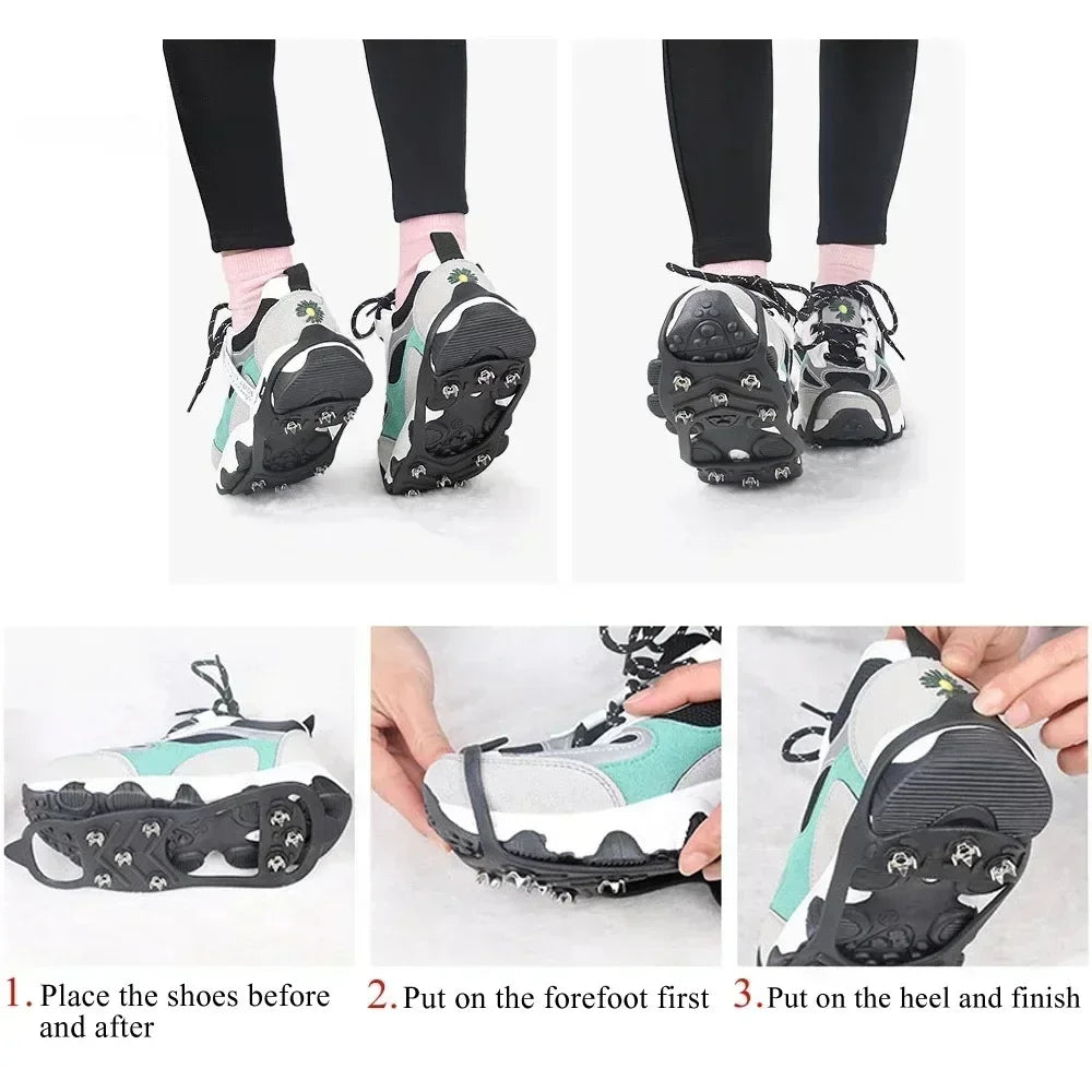 8 Teeth Ice Gripper Spike Shoes Winter Outdoor Hiking Mountain Climbing Ice Snow Crampons Anti-slip Shoe Covers Snow Shoes Grip