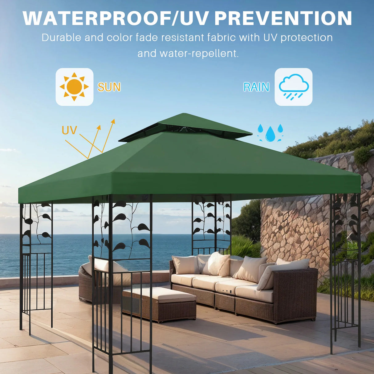 Grill Gazebo Replacement Canopy Roof, Outdoor BBQ Gazebo Top, Double Tiered Shelter Cover Roof ,for Yard Patio Garden Sunshade