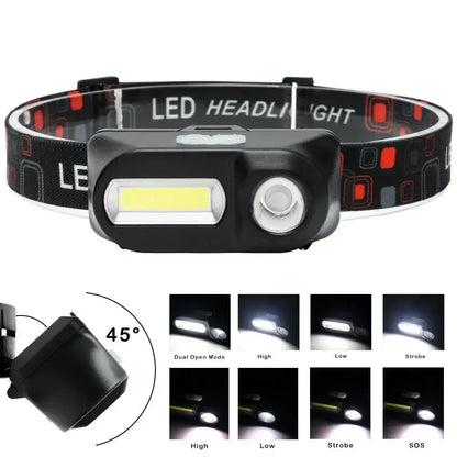 Powerful COB+LED Headlamp 1500LM USB Rechargeable Headlight Waterproof Head Lamp Bright Head Flashlight for Camping Cycling
