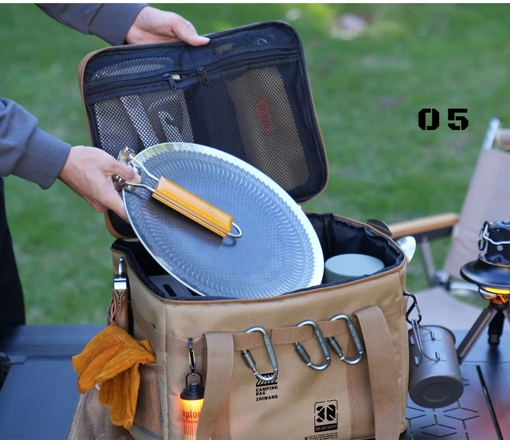 30L/42L/56L Autumn Camping Bag Insulated Waterproof Tactical Foldable Outdoor Picnic Tableware Storage Box Large Capacity Field