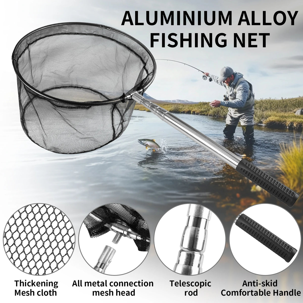 Aluminum Telescoping Landing Net (55-190cm)