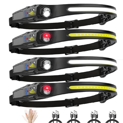 LED Sensor Headlamp Camping Search Light Head Flashlight Rechargeable Powerful Head Lamp Front Lanterns Headlights 5 Styles