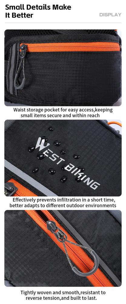 WEST BIKING 10L Cycling Backpack Lightweight Outdoor Sports Running Hiking Climbing Hydration Bag Waterproof Flodable Travel Bag