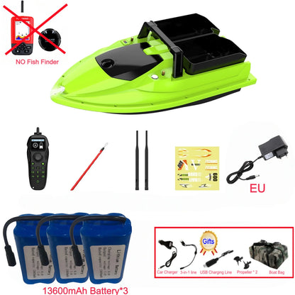 Sonar Bait Boat with Color Fish Finder Screen & Dual Hopper