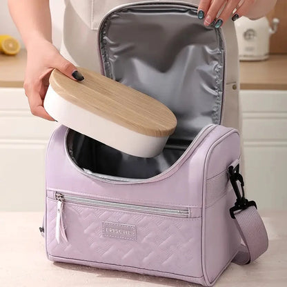 Portable Lunch Bag Food Thermal Box Durable Waterproof Office Cooler Lunch Box with Shoulder Strap Picnic Bag for Couples Unisex