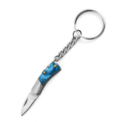 5cm Acrylic Mini Folding Knife Pendant Brass Wood Keychains Sharp Small Blade Portable Hanging Outdoor Camping Unboxing Knife