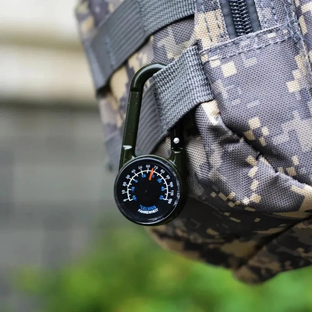 Durable Zinc Alloy Dual-Sided Compass&Thermometer Keychain|Portable Quick-Hang Outdoor Guide for Camping,Hiking,Beach