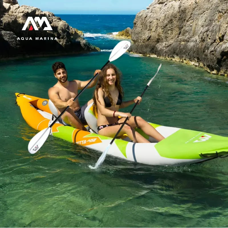 AQUA MARINA KP-1 Aluminum Alloy Double Bladed Paddle – 4-Section 230cm Kayak & Canoe Oar for Rowing & Surf Board
