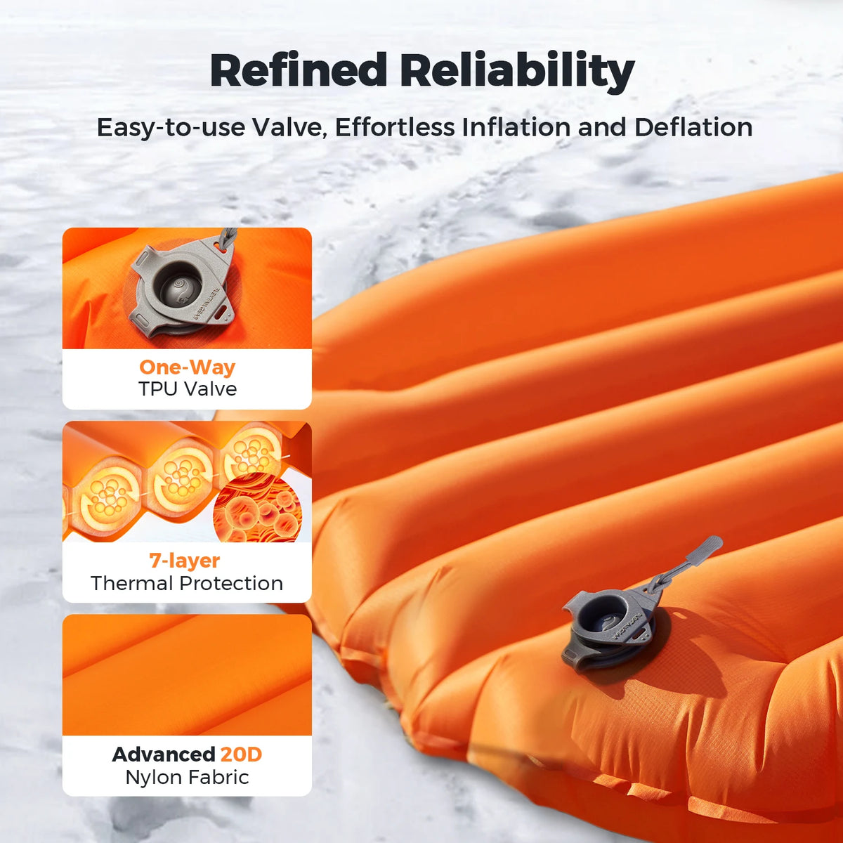 FLEXTAIL ZERO MATTRESS PLUS - 196cm Insulated Sleeping Pad with 5.6/6.0 R-Value, Ultralight Inflatable Camping Mat